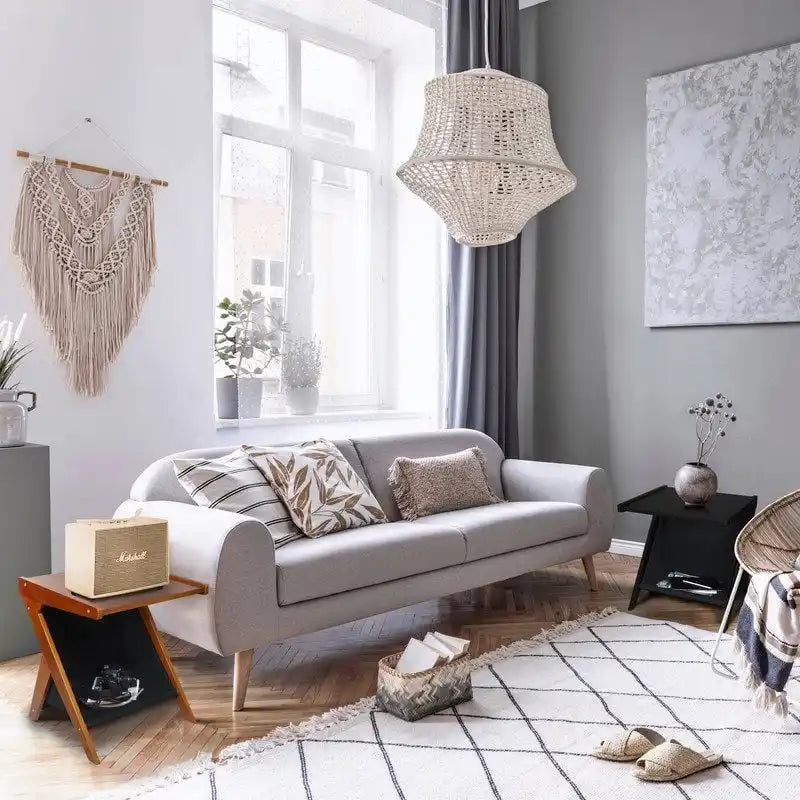 Table d'appoint en forme de Z Casual Home avec panier de rangement en toile