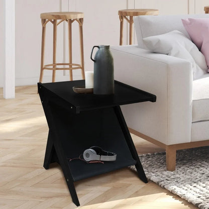 Table d'appoint en forme de Z Casual Home avec panier de rangement en toile