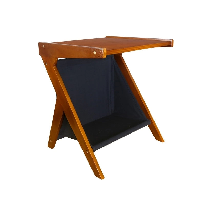 Table d'appoint en forme de Z Casual Home avec panier de rangement en toile
