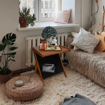 Table d'appoint en forme de Z Casual Home avec panier de rangement en toile