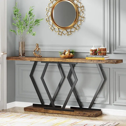 Console moderne extra longue de 180 cm (70,9 pouces) avec plateau en faux marbre, piètement et cadre doré, idéale pour le salon, l'entrée ou le couloir.