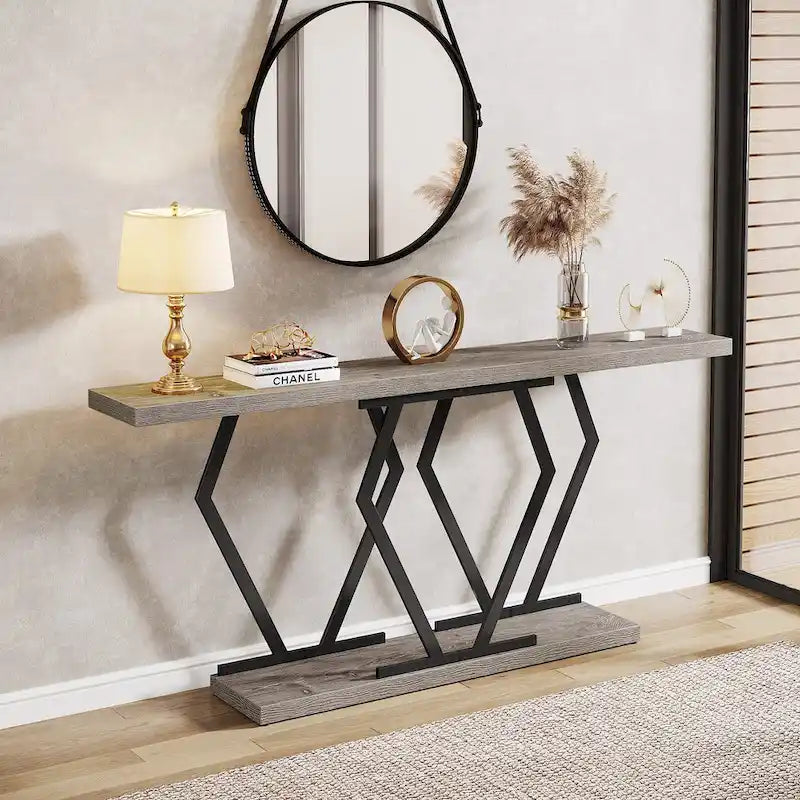 Console moderne extra longue de 180 cm (70,9 pouces) avec plateau en faux marbre, piètement et cadre doré, idéale pour le salon, l'entrée ou le couloir.
