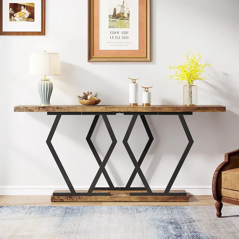 Console moderne extra longue de 180 cm (70,9 pouces) avec plateau en faux marbre, piètement et cadre doré, idéale pour le salon, l'entrée ou le couloir.