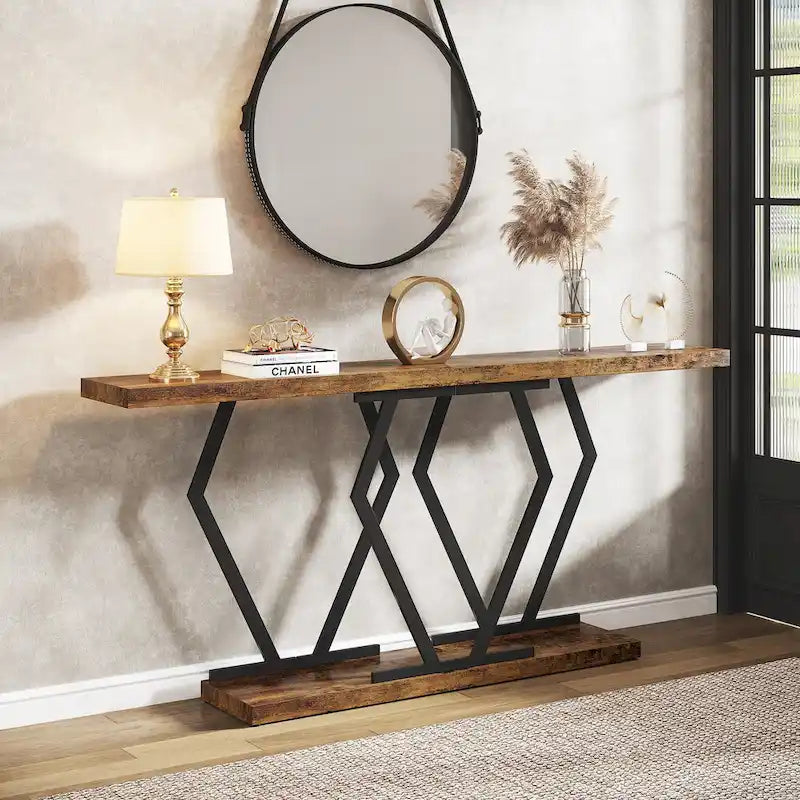 Console moderne extra longue de 180 cm (70,9 pouces) avec plateau en faux marbre, piètement et cadre doré, idéale pour le salon, l'entrée ou le couloir.