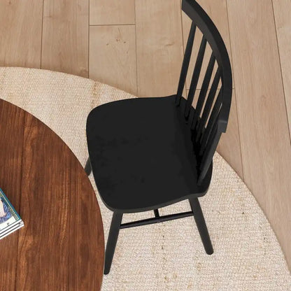 Chaises de salle à manger commerciales de style Windsor en bois massif avec dossier à fuseaux - Lot de 2