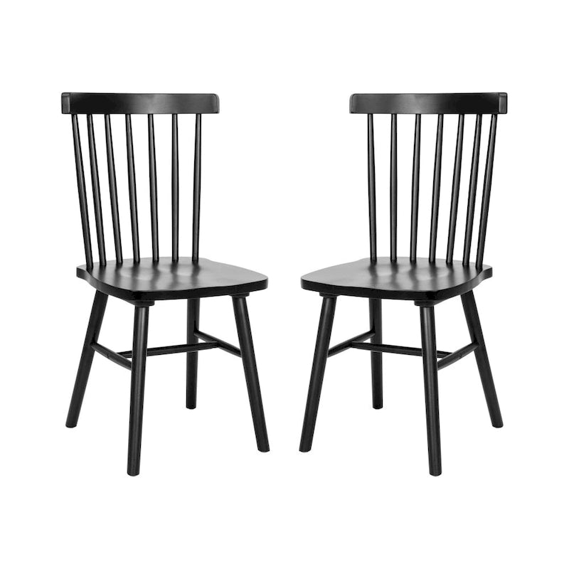 Chaises de salle à manger commerciales de style Windsor en bois massif avec dossier à fuseaux - Lot de 2