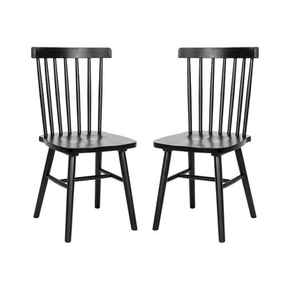 Chaises de salle à manger commerciales de style Windsor en bois massif avec dossier à fuseaux - Lot de 2