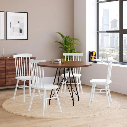 Chaises de salle à manger commerciales de style Windsor en bois massif avec dossier à fuseaux - Lot de 2