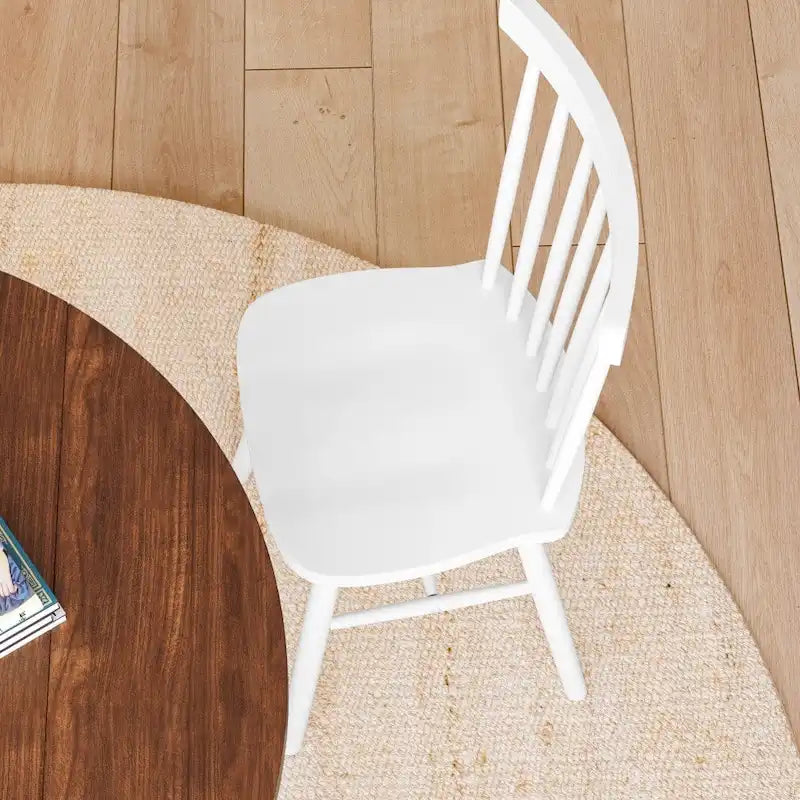 Chaises de salle à manger commerciales de style Windsor en bois massif avec dossier à fuseaux - Lot de 2