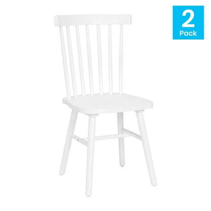 Chaises de salle à manger commerciales de style Windsor en bois massif avec dossier à fuseaux - Lot de 2