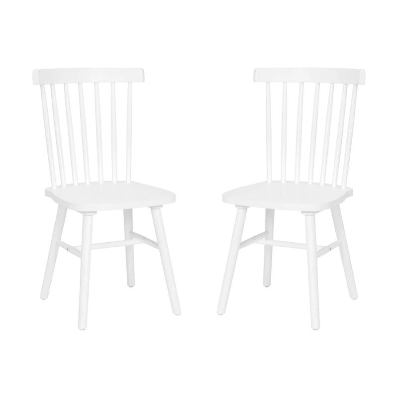 Chaises de salle à manger commerciales de style Windsor en bois massif avec dossier à fuseaux - Lot de 2