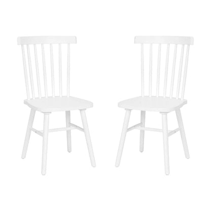 Chaises de salle à manger commerciales de style Windsor en bois massif avec dossier à fuseaux - Lot de 2