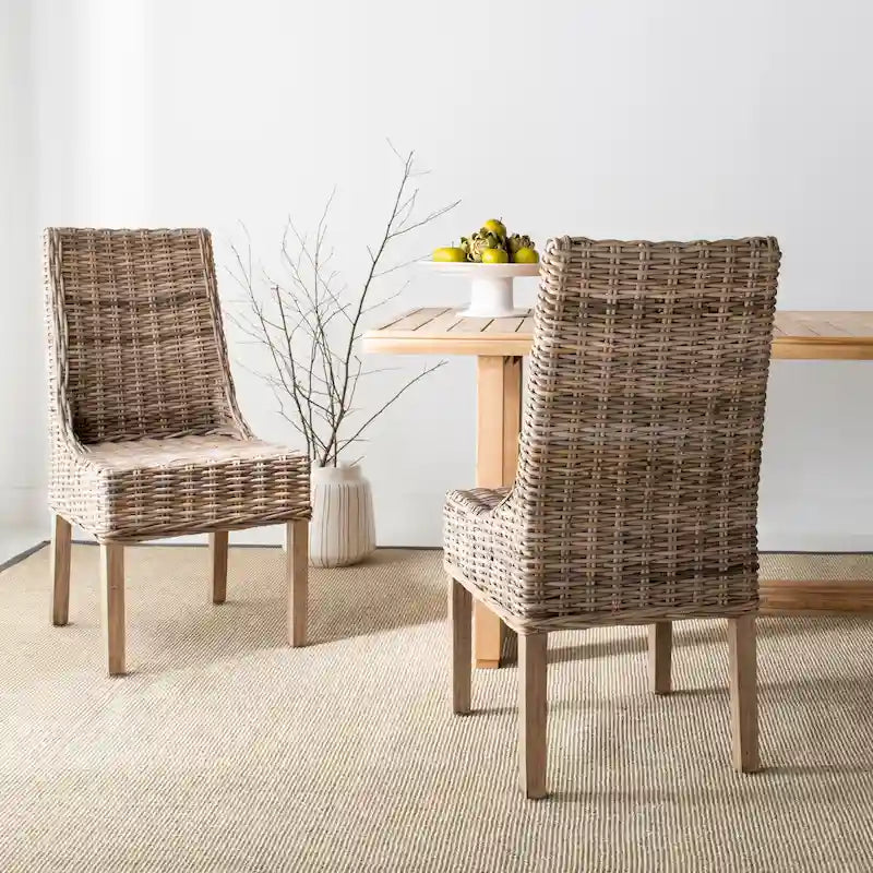 Fauteuils d'intérieur inclinés SAFAVIEH Charolette en résine tressée marron (lot de 2) - 51 x 61 x 99 cm - 51 x 61 x 99 cm