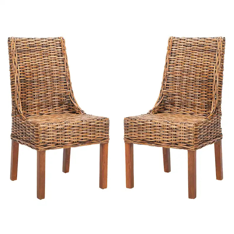 Fauteuils d'intérieur inclinés SAFAVIEH Charolette en résine tressée marron (lot de 2) - 51 x 61 x 99 cm - 51 x 61 x 99 cm