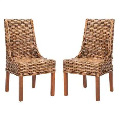 Fauteuils d'intérieur inclinés SAFAVIEH Charolette en résine tressée marron (lot de 2) - 51 x 61 x 99 cm - 51 x 61 x 99 cm