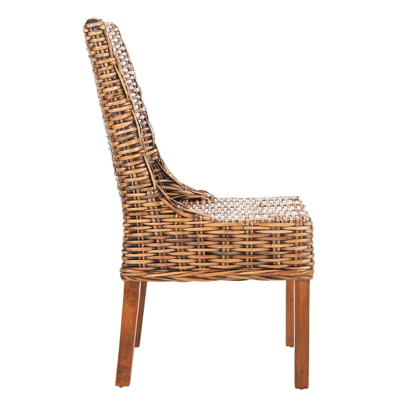 Fauteuils d'intérieur inclinés SAFAVIEH Charolette en résine tressée marron (lot de 2) - 51 x 61 x 99 cm - 51 x 61 x 99 cm