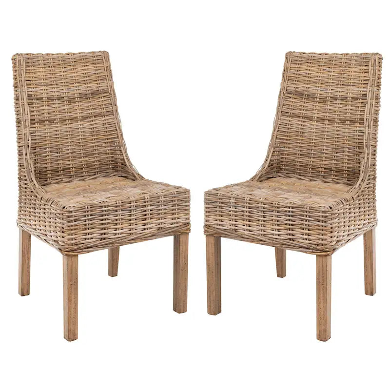 Fauteuils d'intérieur inclinés SAFAVIEH Charolette en résine tressée marron (lot de 2) - 51 x 61 x 99 cm - 51 x 61 x 99 cm