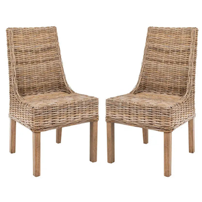 Fauteuils d'intérieur inclinés SAFAVIEH Charolette en résine tressée marron (lot de 2) - 51 x 61 x 99 cm - 51 x 61 x 99 cm