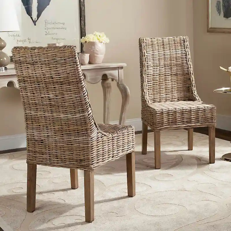 Fauteuils d'intérieur inclinés SAFAVIEH Charolette en résine tressée marron (lot de 2) - 51 x 61 x 99 cm - 51 x 61 x 99 cm
