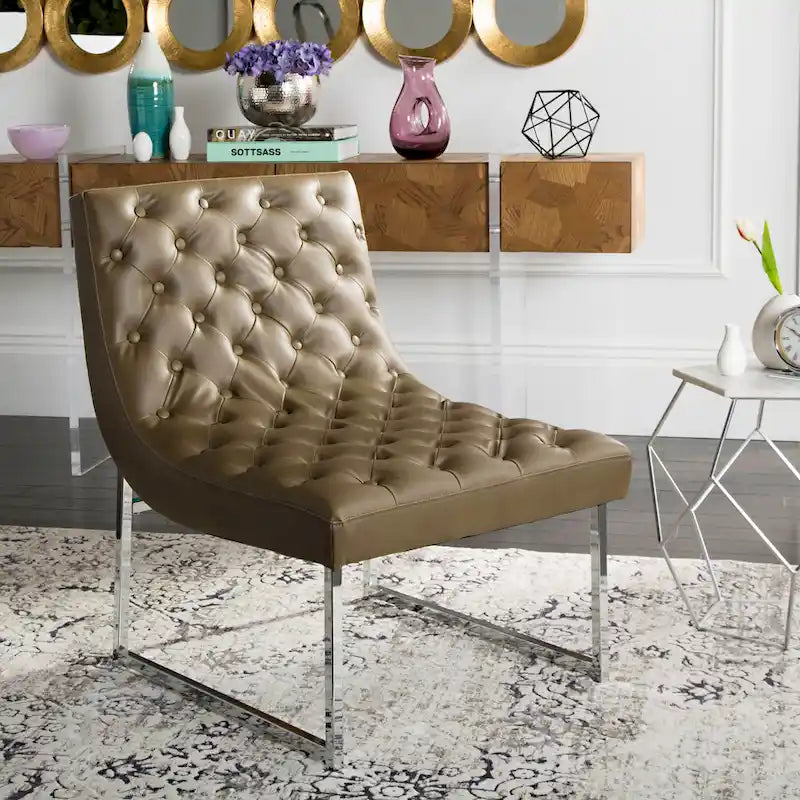 Fauteuil club capitonné Hadley de style moderne du milieu du siècle SAFAVIEH Jerilynn - 25 po L x 30 po P x 32 po H
