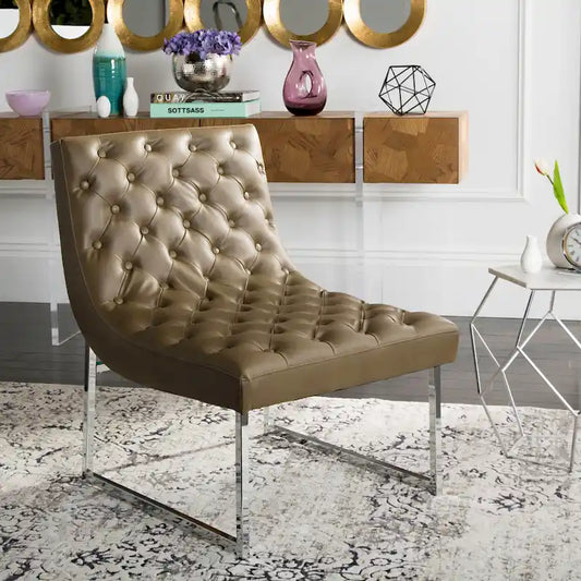 Fauteuil club capitonné Hadley de style moderne du milieu du siècle SAFAVIEH Jerilynn - 25 po L x 30 po P x 32 po H