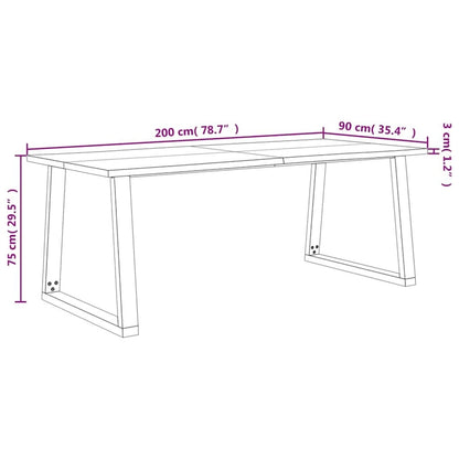 Table de salle à manger vidaXL avec bord naturel 78,7 x 35,4 x 29,5 cm, en bois d'acacia massif