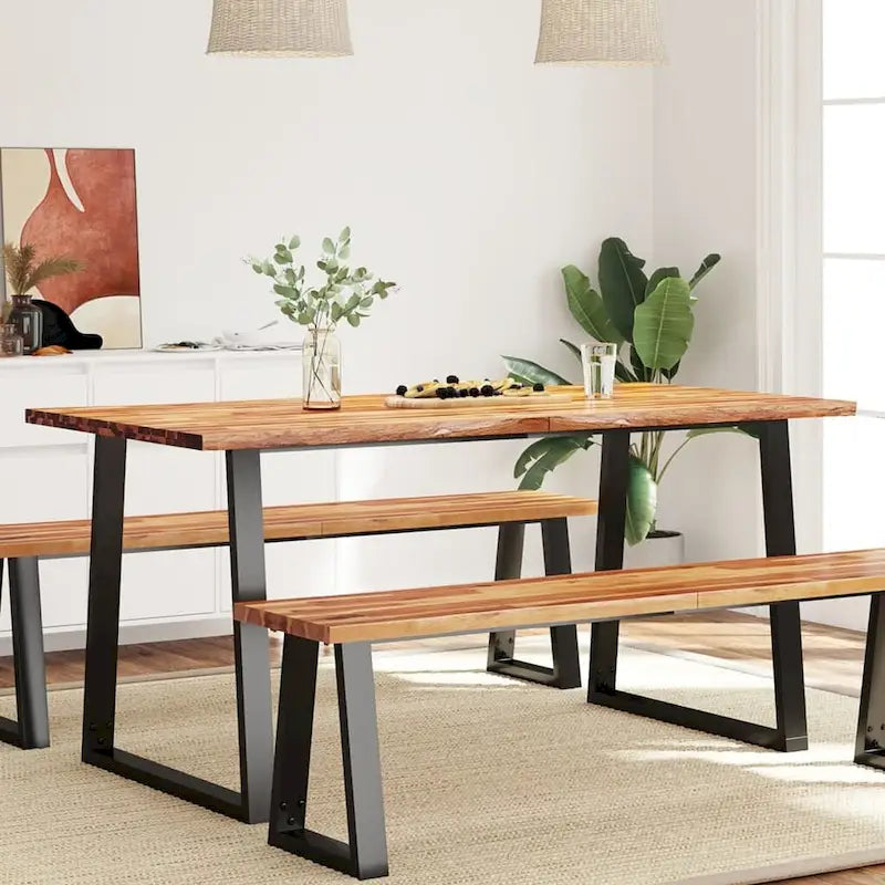 Table de salle à manger vidaXL avec bord naturel 78,7 x 35,4 x 29,5 cm, en bois d'acacia massif