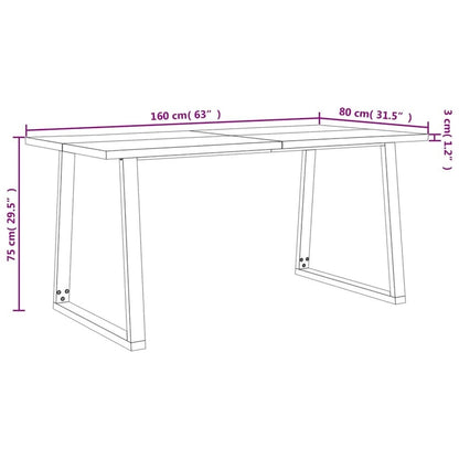 Table de salle à manger vidaXL avec bord naturel 78,7 x 35,4 x 29,5 cm, en bois d'acacia massif