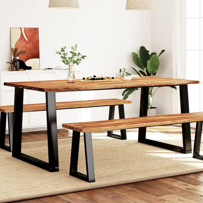 Table de salle à manger vidaXL avec bord naturel 78,7 x 35,4 x 29,5 cm, en bois d'acacia massif