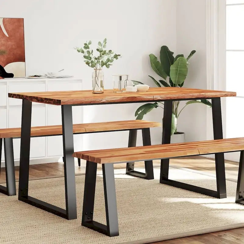 Table de salle à manger vidaXL avec bord naturel 78,7 x 35,4 x 29,5 cm, en bois d'acacia massif