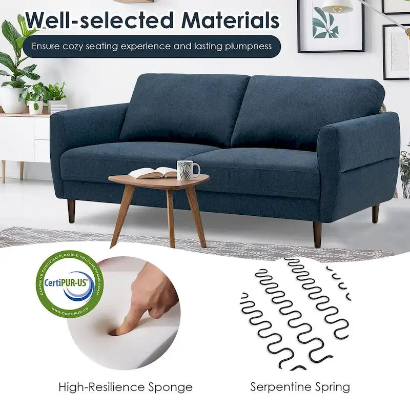 Canapé en tissu Gymax 72 pour salon, petit appartement, avec