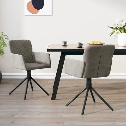Chaises de salle à manger pivotantes vidaXL, lot de 2, style moderne, revêtement en velours - 20,3 x 23,2 x 32,9