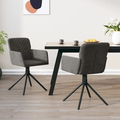 Chaises de salle à manger pivotantes vidaXL, lot de 2, style moderne, revêtement en velours - 20,3 x 23,2 x 32,9