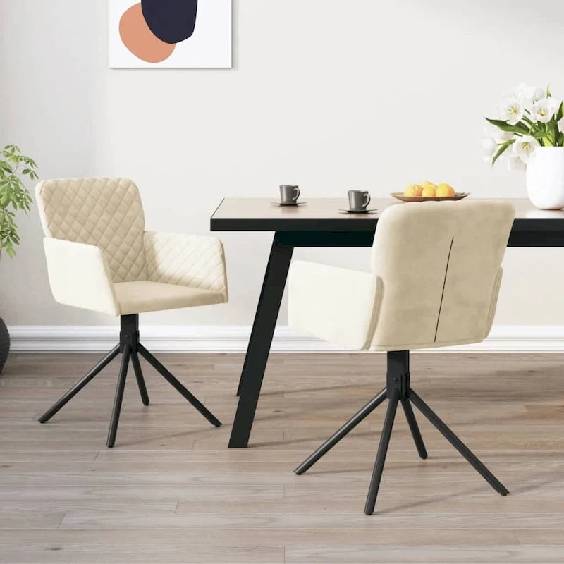 Chaises de salle à manger pivotantes vidaXL, lot de 2, style moderne, revêtement en velours - 20,3 x 23,2 x 32,9