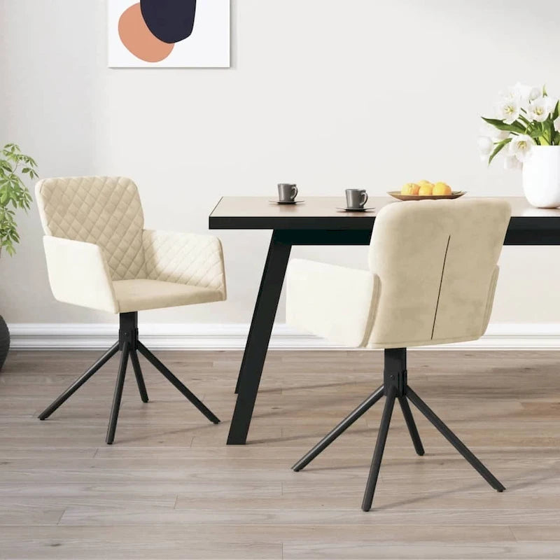 Chaises de salle à manger pivotantes vidaXL, lot de 2, style moderne, revêtement en velours - 20,3 x 23,2 x 32,9