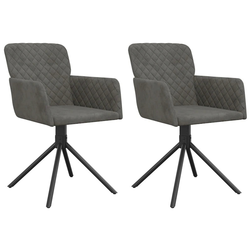 Chaises de salle à manger pivotantes vidaXL, lot de 2, style moderne, revêtement en velours - 20,3 x 23,2 x 32,9