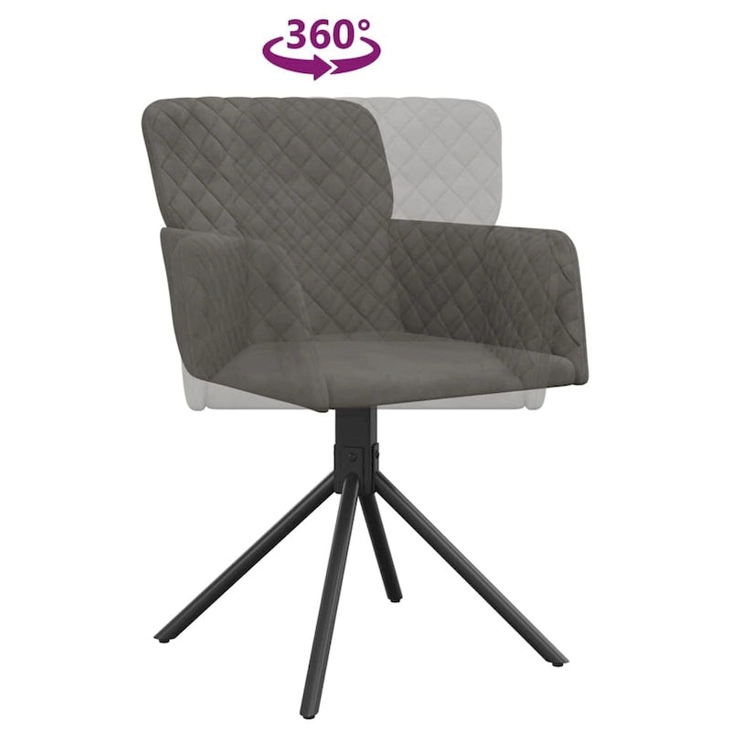 Chaises de salle à manger pivotantes vidaXL, lot de 2, style moderne, revêtement en velours - 20,3 x 23,2 x 32,9