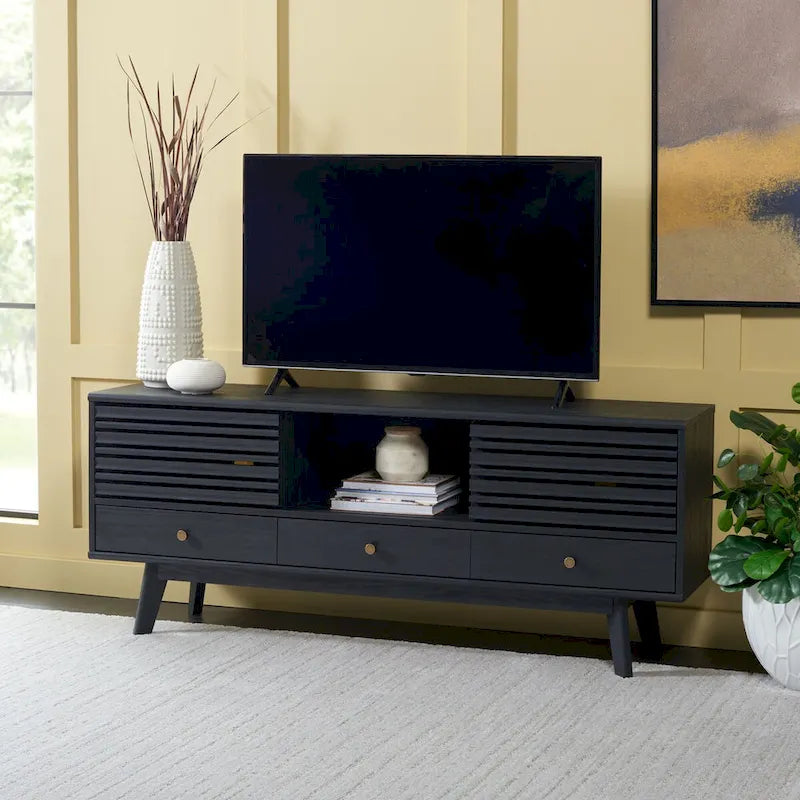 Meuble TV SAFAVIEH Ciera à 3 tiroirs (pour téléviseur à écran plat 65 pouces) - 149 cm x 38,6 cm x 60,7 cm (58,7 po x 15,2 po x 23,9 po) - 150 cm (L) x 38 cm (P) x 61 cm (H)