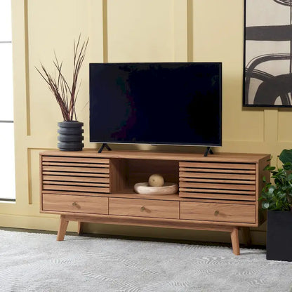 Meuble TV SAFAVIEH Ciera à 3 tiroirs (pour téléviseur à écran plat 65 pouces) - 149 cm x 38,6 cm x 60,7 cm (58,7 po x 15,2 po x 23,9 po) - 150 cm (L) x 38 cm (P) x 61 cm (H)
