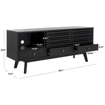 Meuble TV SAFAVIEH Ciera à 3 tiroirs (pour téléviseur à écran plat 65 pouces) - 149 cm x 38,6 cm x 60,7 cm (58,7 po x 15,2 po x 23,9 po) - 150 cm (L) x 38 cm (P) x 61 cm (H)
