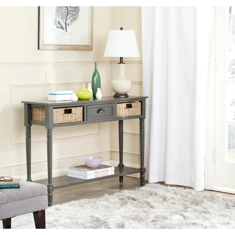 Console SAFAVIEH Edyth grise - 44,5 x 13,4 x 31,5 cm - 45 cm L x 13 cm P x 32 cm H