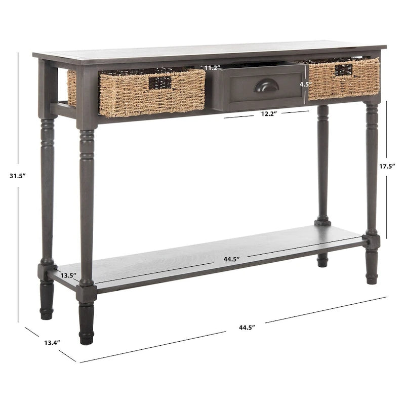 Console SAFAVIEH Edyth grise - 44,5 x 13,4 x 31,5 cm - 45 cm L x 13 cm P x 32 cm H