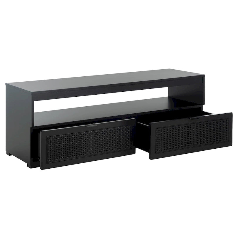 Meuble TV SAFAVIEH Kaitlyn à 2 tiroirs et 1 étagère (compatible avec les téléviseurs à écran plat jusqu'à 55 pouces) - 48 po L x 16 po P x 17 po H