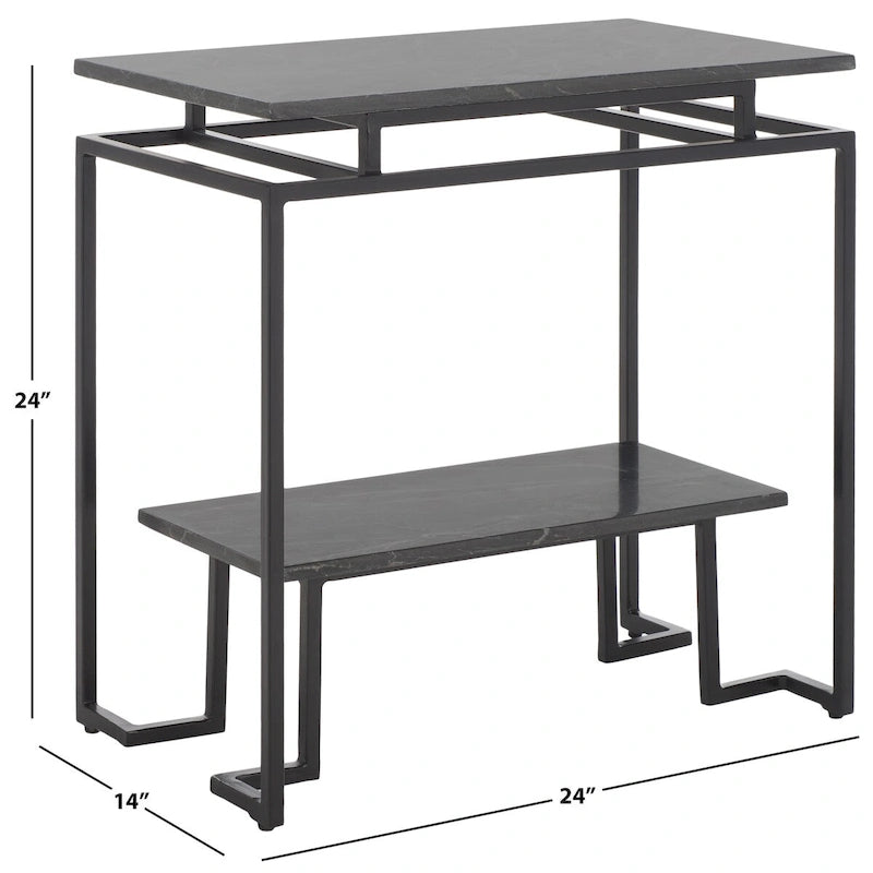 Table d'appoint rectangulaire à une étagère SAFAVIEH Malvina - 61 cm L x 36 cm P x 61 cm H
