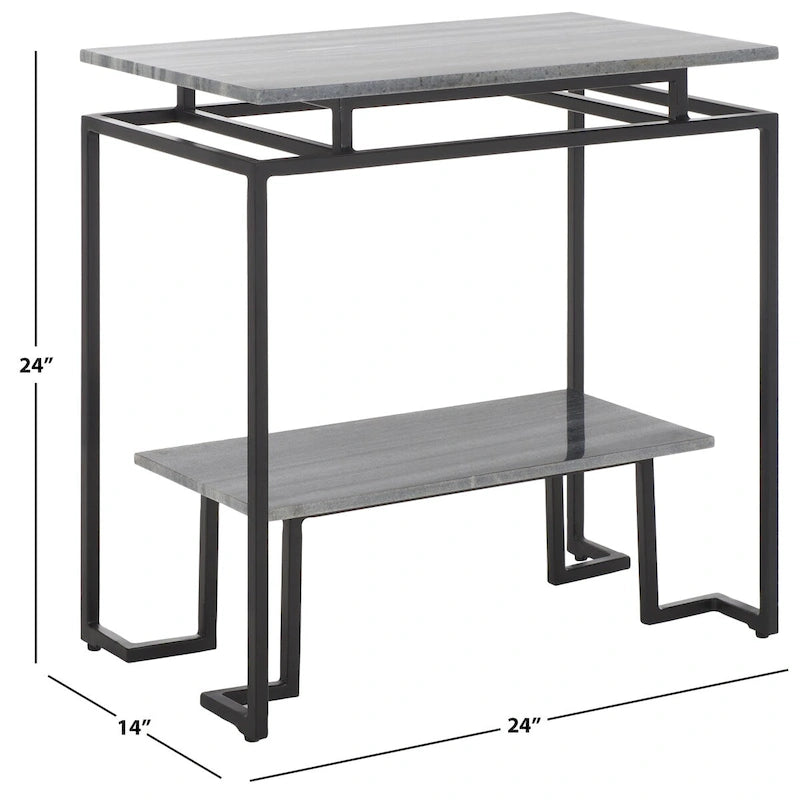 Table d'appoint rectangulaire à une étagère SAFAVIEH Malvina - 61 cm L x 36 cm P x 61 cm H