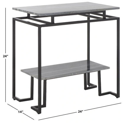 Table d'appoint rectangulaire à une étagère SAFAVIEH Malvina - 61 cm L x 36 cm P x 61 cm H
