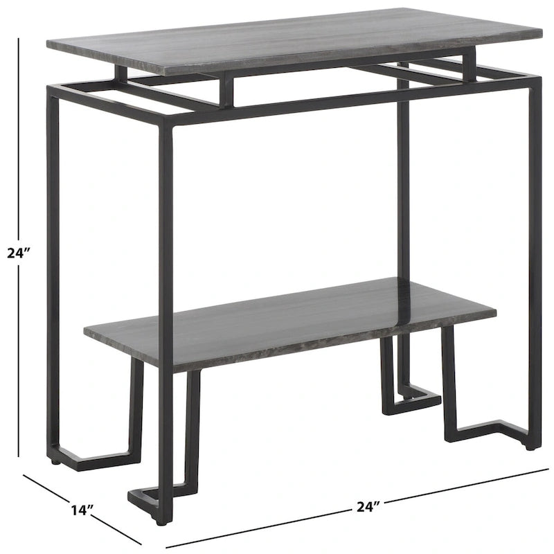 Table d'appoint rectangulaire à une étagère SAFAVIEH Malvina - 61 cm L x 36 cm P x 61 cm H
