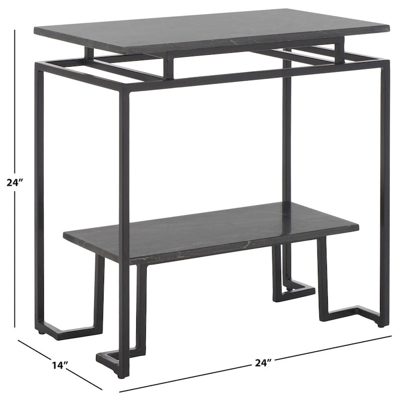 Table d'appoint rectangulaire à une étagère SAFAVIEH Malvina - 61 cm L x 36 cm P x 61 cm H