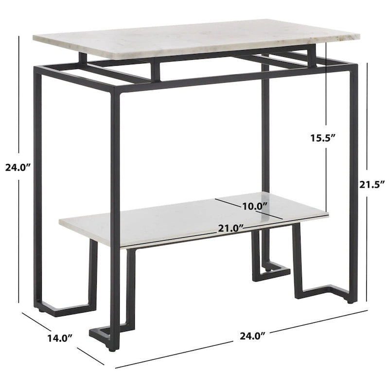 Table d'appoint rectangulaire à une étagère SAFAVIEH Malvina - 61 cm L x 36 cm P x 61 cm H