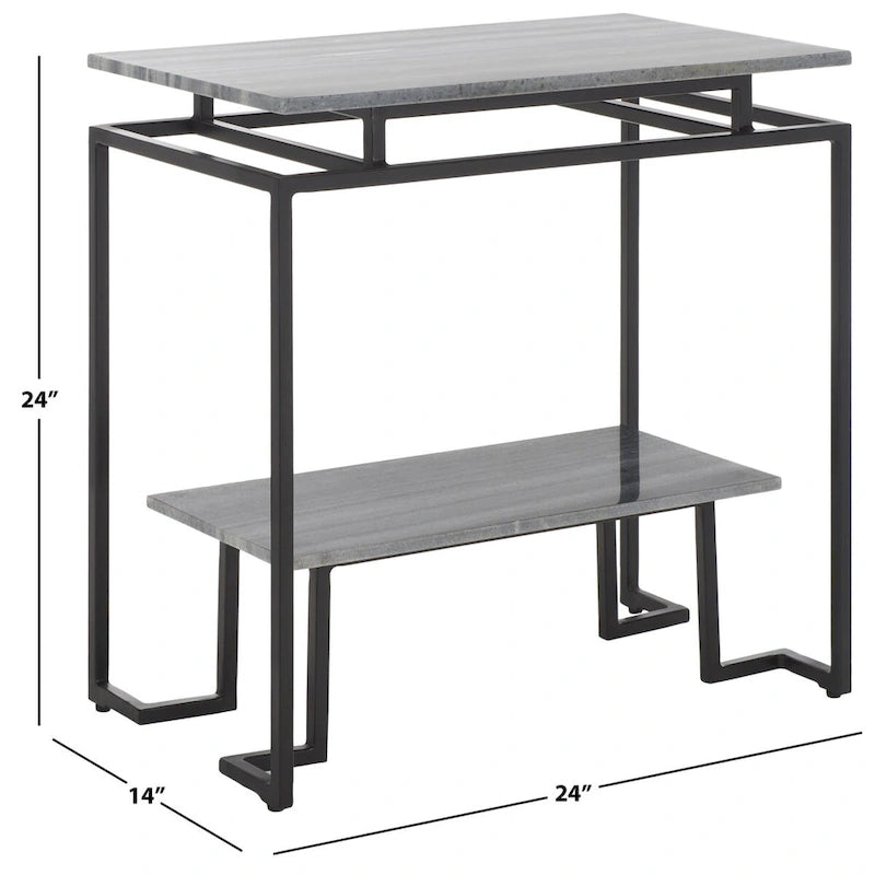 Table d'appoint rectangulaire à une étagère SAFAVIEH Malvina - 61 cm L x 36 cm P x 61 cm H